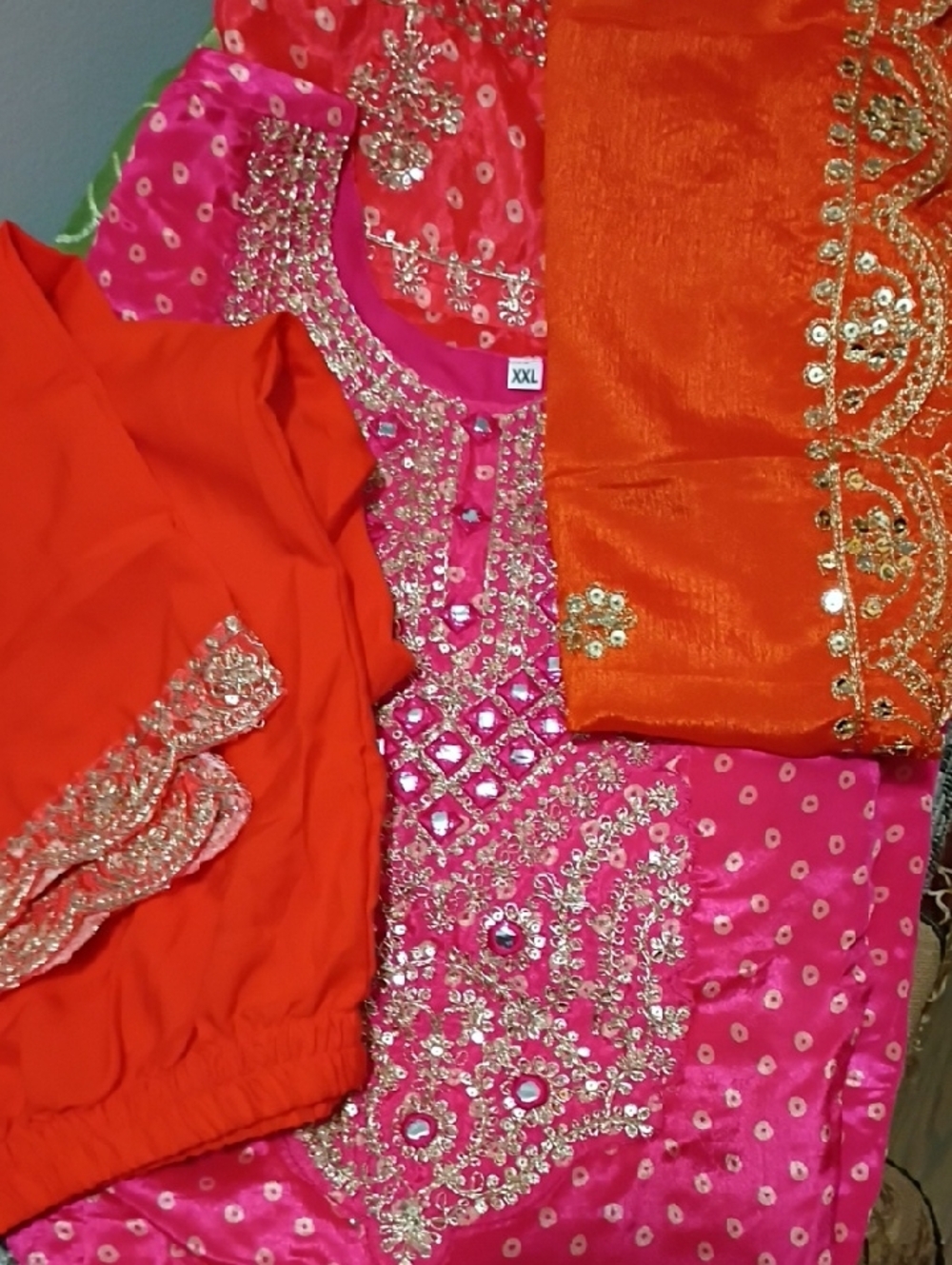 Embellished Pink-Red Ethnic Maxi Dress - Picture 7 of 7